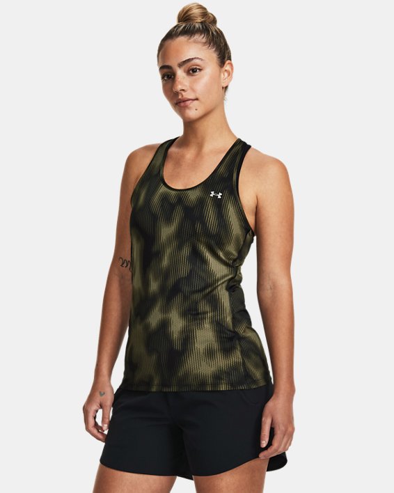 Women's HeatGear® Racer Print Tank, Green, pdpMainDesktop image number 0